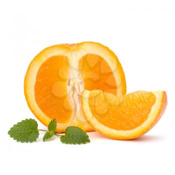 Orange and citron mint leaf isolated on white background