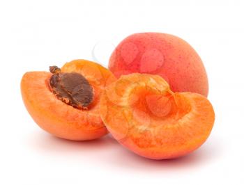 Ripe apricot fruit isolated on white background