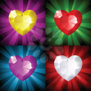 Royalty Free Clipart Image of Heart Jewels