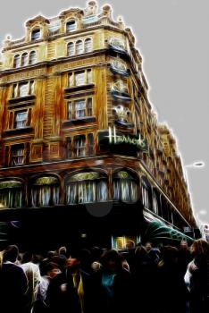 Royalty Free Photo of an Artistic Impression of the Harrods Shopping Centre in London