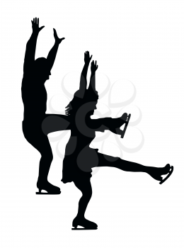Silhouette of Ice Skater Couple Front Kick