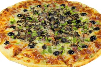 Close up of Isolated Quattro Stragioni Pizza