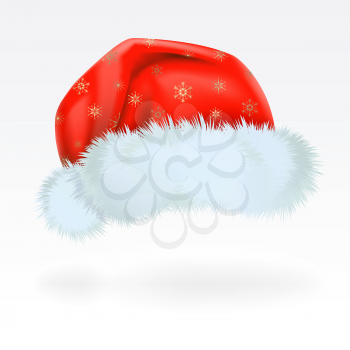 Royalty Free Clipart Image of a Santa Hat With Snowflakes