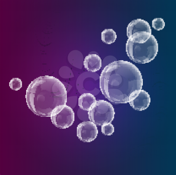 Royalty Free Clipart Image of Bubbles on a Purple Background