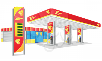 Royalty Free Clipart Image of a Gas Station