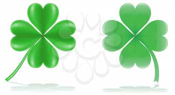 Royalty Free Clipart Image of Four Leafed Clovers