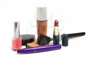 group cosmetics for woman isolated on white background