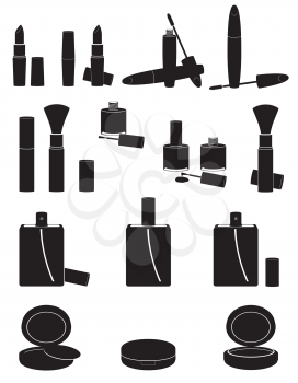 set icons cosmetics black silhouette vector illustration isolated on white background