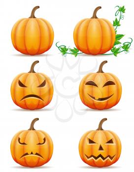 set icons halloween pumpkin vector illustration isolated on white background