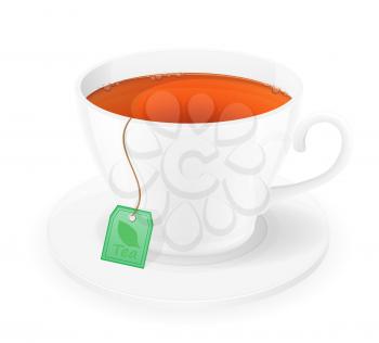 porcelain cup of tea in package with rope vector illustration isolated on white background