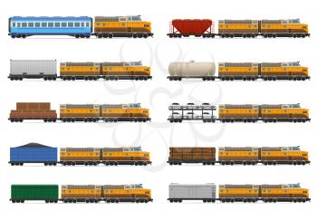 set icons railway carriage train vector illustration isolated on white background