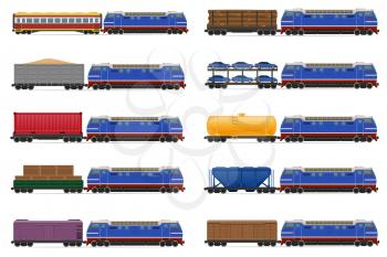 set icons railway carriage train vector illustration isolated on white background
