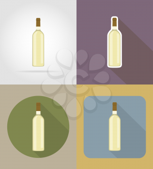 wine bottle objects and equipment for the food vector illustration isolated on background