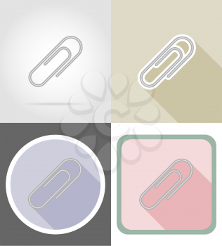 clip stationery equipment set flat icons vector illustration isolated on white background