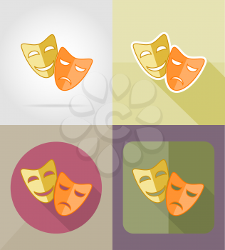 theater masks flat icons vector illustration isolated on background