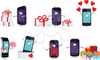 Royalty Free Clipart Image of Smartphones