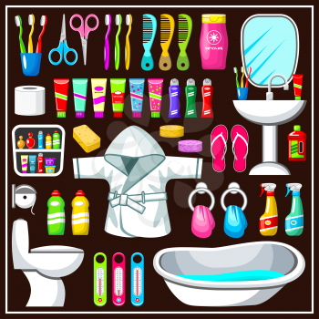 Image set of bathroom accessories. Vector illustration