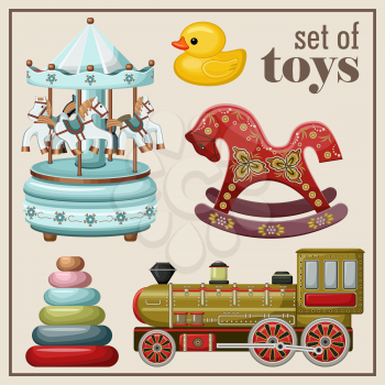 Set of vintage toys. Vector illustration