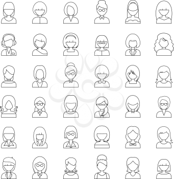 Outline set people icons. vector