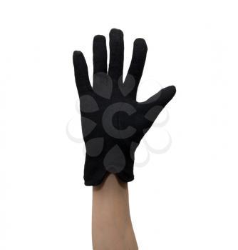 Black glove on a hand