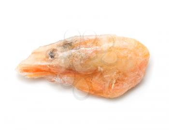 Red frozen shrimp on a white background