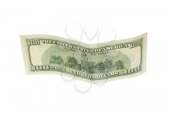 hundred dollar banknote,isolated on white with clipping path. 