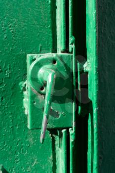 Old Green Door Handle and Lock 