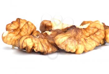 close-up of a walnut isolated on white background 