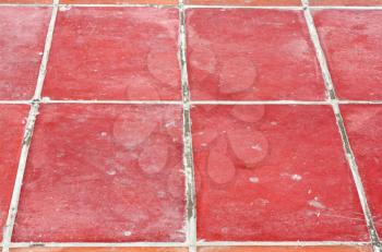 Perspective of Square red tiles floor 
