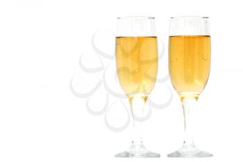 champagne glasses on a white background