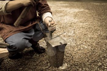Work hammer on the anvil