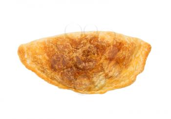 fresh tasty pie with meat on white background