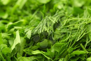 background of chopped fennel with parsley. macro
