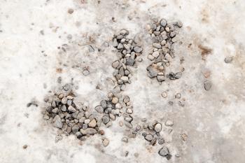 background of stone rubble in the snow