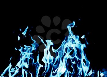 abstract background of blue flame fire on black background