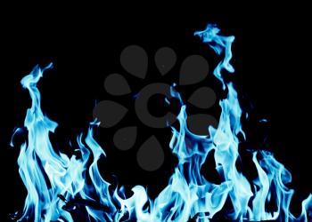 abstract background of blue flame fire on black background