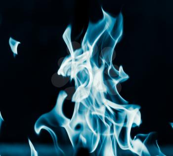 blue flame fire on a black background