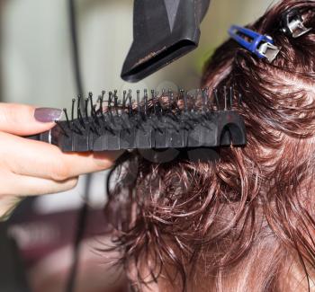 drying hair in a beauty salon