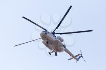 helicopter on a blue sky