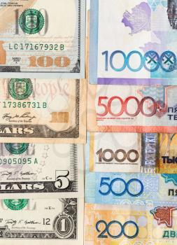 Money Kazakhstan tenge and US dollars