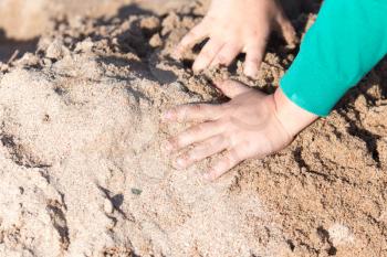 boy playing in the sand