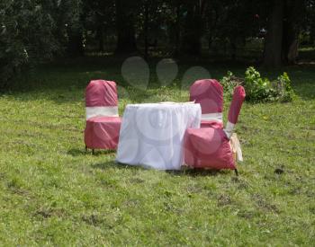 holiday table with chairs on the nature