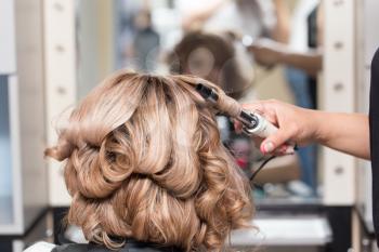 Female Hairstyles on curling in a beauty salon