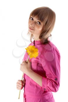 Royalty Free Photo of a Woman Holding a Flower