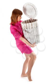 Royalty Free Photo of a Woman Holding a Hamper