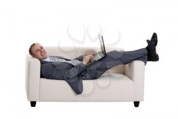 Royalty Free Photo of a Businessman on a Laptop