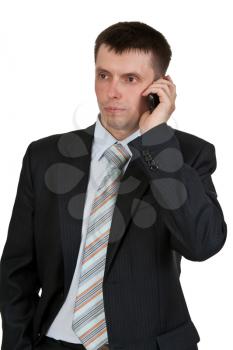 Royalty Free Photo of a Businessman Talking on a Cellphone