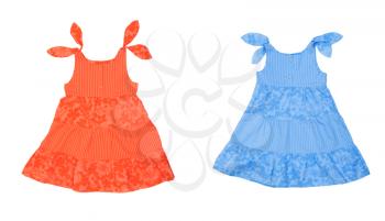 Collage of two children's summer dress on a white background