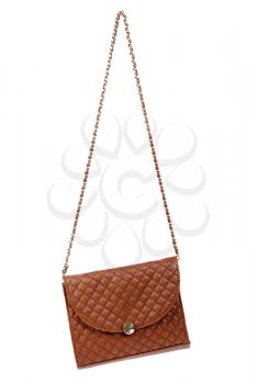 The brown woman's handbag isolated on white background