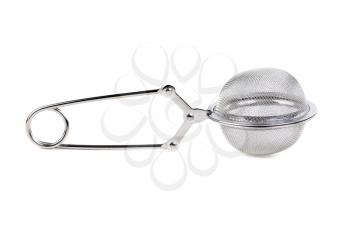 Steel strainer for tea isolated on white background